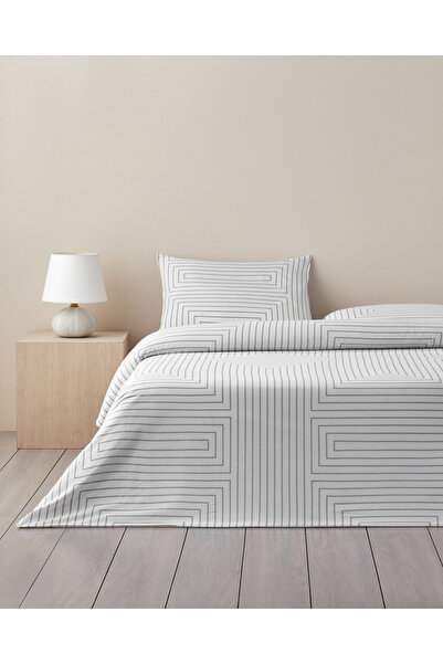 English Home طقم غطاء لحاف قطني مفرد من إندلس جورني مقاس 160x220 سم لون حجري