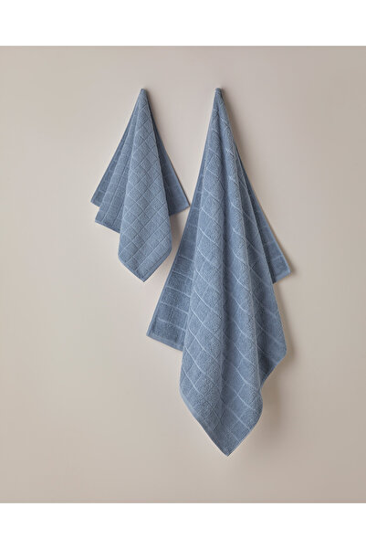 English Home Πετσέτα μπάνιου Chequer Cotton 80x150 cm Μπλε