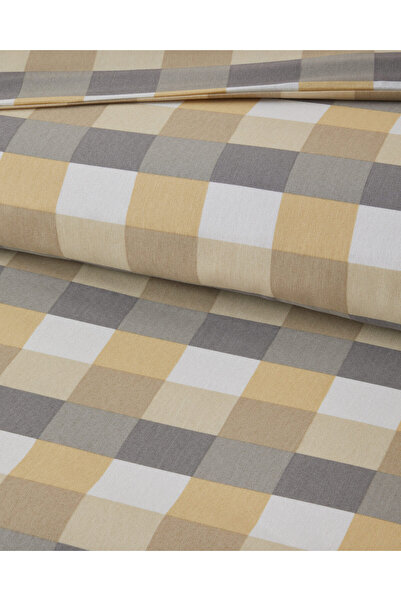 English Home Cuby Kolay Ütülenir Tek Kişilik Nevresim Seti 160x220 cm Gri-Hardal