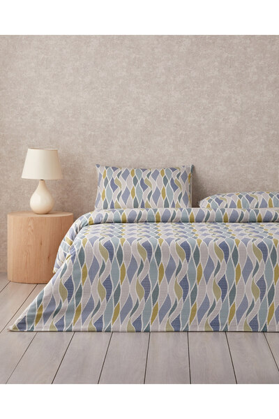 English Home Σετ Παπλωματοθήκη Μονό Μοντέρνο Πλεκτό Εύκολο στο Σιδέρωμα 160x220 cm Πράσινο-Μπλε