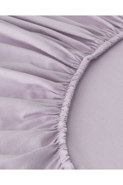 English Home 2 Pieces Plain Cotton Double Fitted Sheet 160X200 cm Lavender