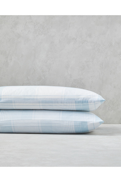 English Home Modern Check Cotton 2-Piece Pillow Case 50X70 cm Blue