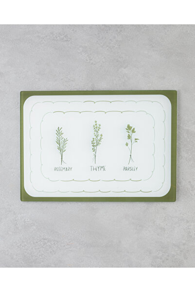English Home Rosemary Cam Kesme Tahtası 25x35 cm Yeşil-Beyaz