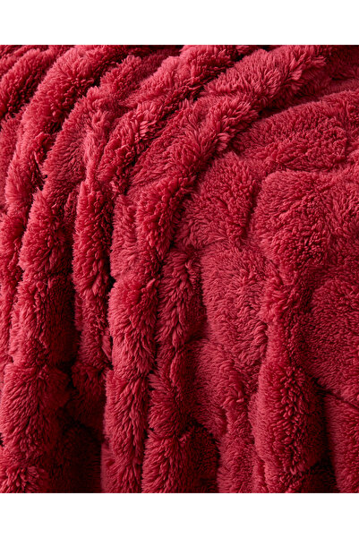 English Home Romantic Hearts Jakarlı Wellsoft Tv Battaniye 120x160 cm Koyu Kırmızı