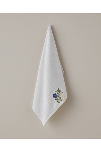 English Home Serene Floral Cotton Embossed Embroidered Face Towel 50X80 cm White