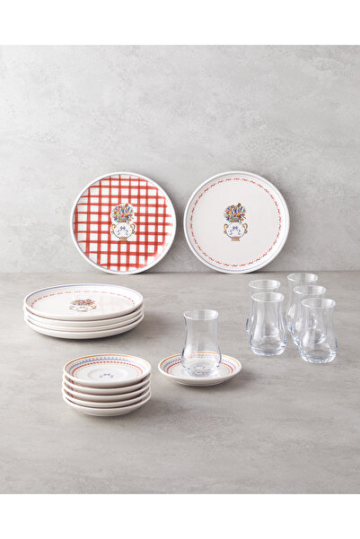 English Home Clara Ceramic Cake Set 18 Pieces for 6 People Colorful