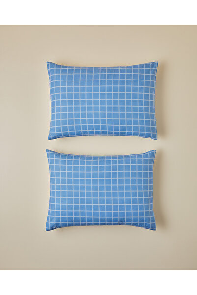 English Home Plaid Zone Cotton 2-Piece Pillow Case 50X70 cm Blue