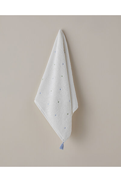 English Home Petite Dot Pamuk Püsküllü Yüz Havlusu 50x80 cm Yeşil-Mavi