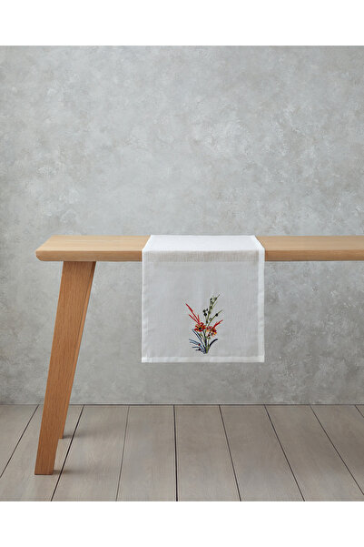 English Home Chimera Polyester Runner 40x140 cm Beyaz - Kırmızı