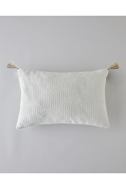 English Home Deluxe Jakarlı Dekoratif Kırlent 35x55 cm Krem