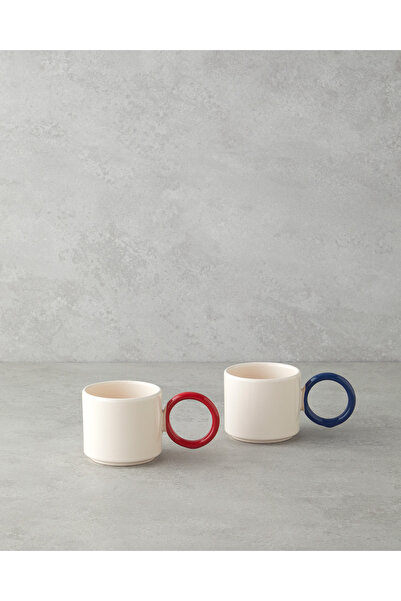 English Home Twin Halo Ceramic 2-Piece Mug 184 ml Red - Navy Blue