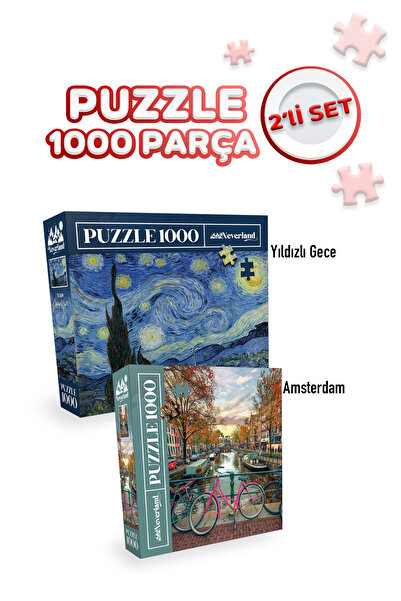 Neverland 2 Adet 1000 Parça Puzzle - Yıldızlı Gece ve Amsterdam