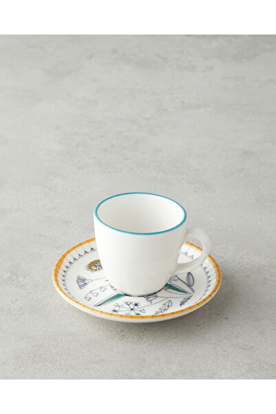 English Home Zelia Bone Porcelain 4 Piece Coffee Cup Set for 2 People 90 ml Colorful