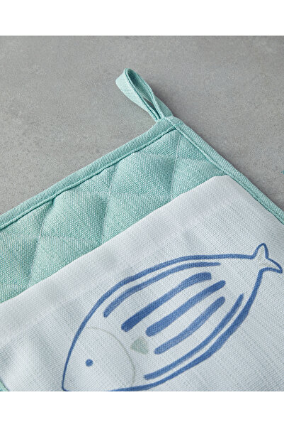 English Home Aqualuna Polyester 2-Piece Kitchen Set 17X30 cm + 20X20 cm Blue - Green