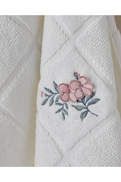 English Home Floral Check Cotton Face Towel 50X80 cm White