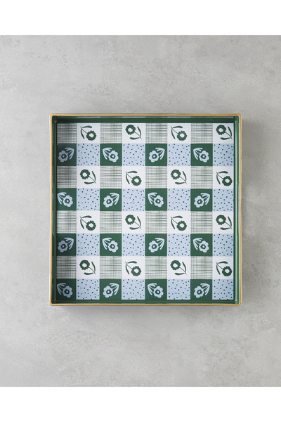 English Home Green Oasis PP Tepsi 35x35 cm Beyaz - Yeşil