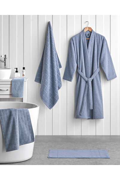 English Home Πετσέτα μπάνιου Chequer Cotton 80x150 cm Μπλε