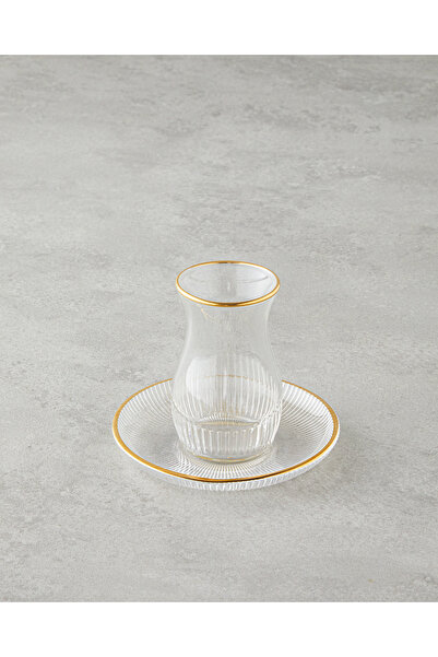 English Home Janice Glass 12 Piece Tea Set for 6 People 135 ml Gold