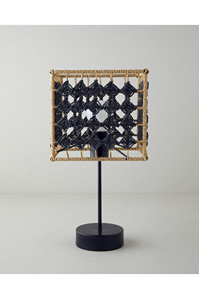 English Home Natural Black Paisly Paper Rope Lampshade - 22X22X40 cm