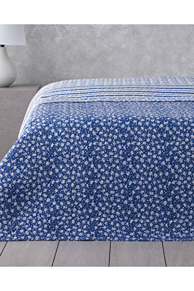 English Home Sunrose Çift Taraflı King Size Çok Amaçlı Örtü Mavi