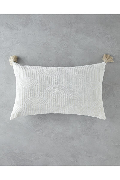 English Home Deluxe Ζακάρ Διακοσμητικό Μαξιλάρι Ριχτάρι 35x55 cm Εκρού