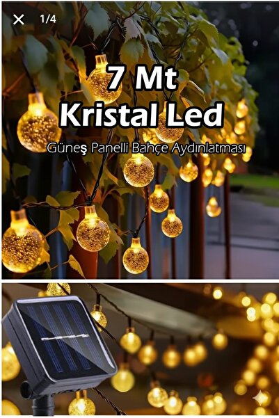 Canderel 7 Metre Sarı Opak Solar Led Işık Güneş Enerjili Bahçe Teras Balkon A...