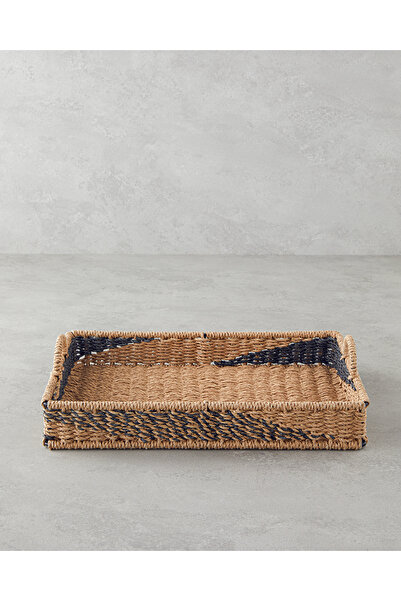English Home Denver Kağıt İp Dekoratif Tepsi 35x25x5cm Natural-Siyah
