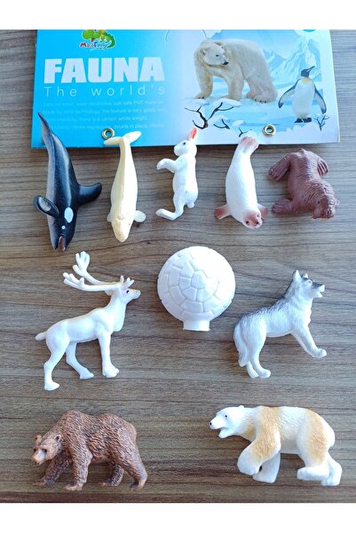 OYUNCAKSAHİLİ Buzul Hayvanları Eskimo Fok Balina Kılıçbalığı Kutup Ayısı Kurt 10 Parça Karışık Et Oyuncak