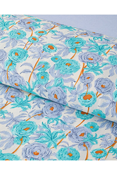 English Home Abstract Flowers Kolay Ütülenir Tek Kişilik Nevresim Takımı 160x220 cm Yeşil-Mavi