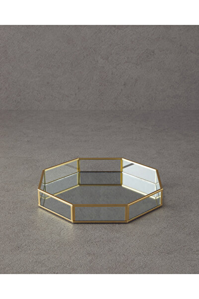 English Home Deluxe Cam Dekoratif Tepsi Gold 23,8x23,8x3,5 Cm