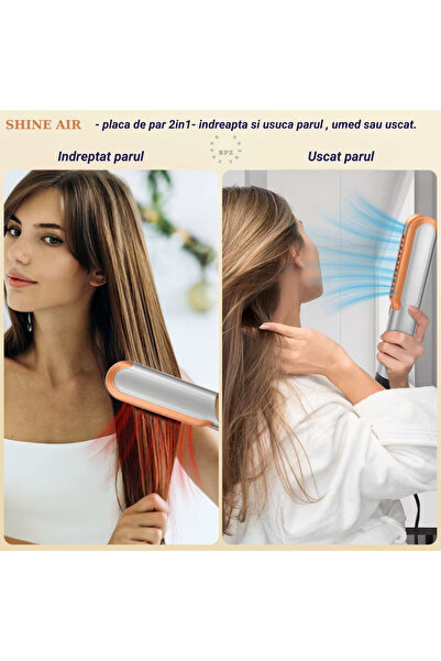 OEM Straightening plate, hair dryer, SHINE AIR, 2 in 1, 1500W, negative ions, 4 temperature settings, 110000rpm