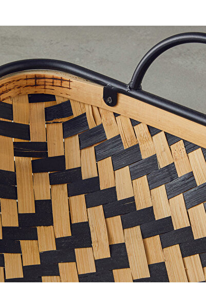 English Home Bamboo Bambu Dekoratif Tepsi Natural-Siyah