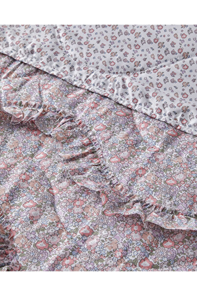 English Home Floral Euphoria Fırfırlı Çift Kişilik Yatak Örtüsü Takımı 200x220 cm Somon