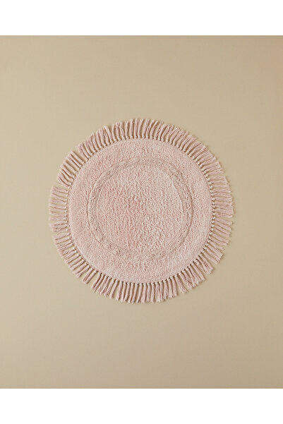 English Home Falbelo Pamuklu Yuvarlak Banyo Paspası Pembe