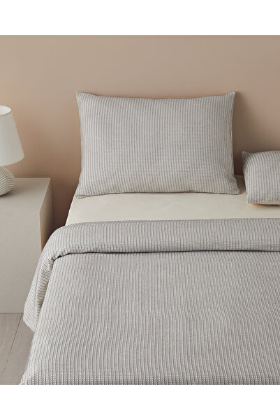 English Home Dotted Waffle Çift Taraflı İpliği Boyalı Tek Kişilik Nevresim Takımı 160x220 cm Siyah