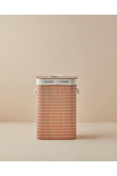 English Home Urbann Bambu Katlanabilir 2 Bölmeli Çamaşır Sepeti Kahve