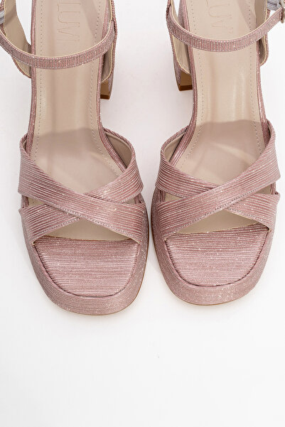 LuviShoes LELLO Pink Striped Women's Platform Heeled Shoes