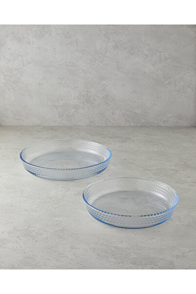 English Home Bake&Serve Recipient rotund din sticlă pentru cuptor, 2 bucăți, 26-32 cm, transparent