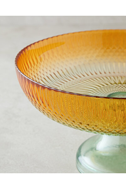 English Home Arina Cam Ayaklı Kase 24 cm Yeşil-Turuncu