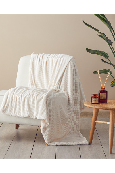 English Home Corduroy Çift Taraflı Polar Tv Battaniye 120x160 cm Krem