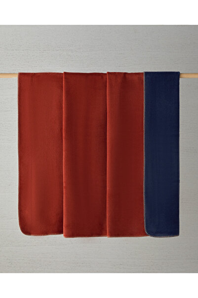 English Home Plain Cotton Double Blanket Anthracite - Orange