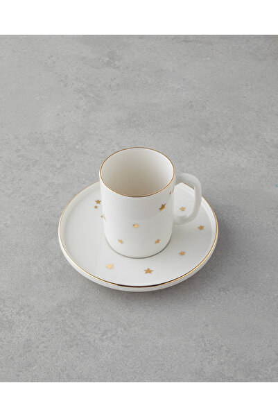 English Home Talisman Star Bone Porselen 4 Parça 2 Kişilik Kahve Fincan Takımı 90 ml Gold