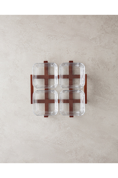 English Home Blend Glass-Bamboo 5 Piece Presentation Tray 10X5 cm Transparent