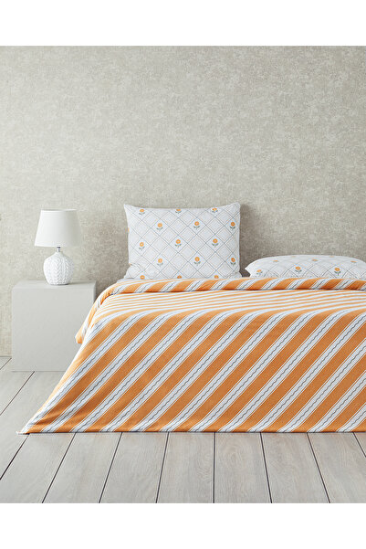 English Home Sada povlečení na přikrývku Ornament Blossom Cotton Ranforce Double 200x220 cm zeleno-žlutá