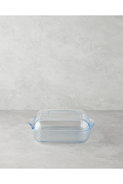 English Home Bake&Serve Cam Kapaklı Kare Fırın Kabı 24x21,5 cm Şeffaf