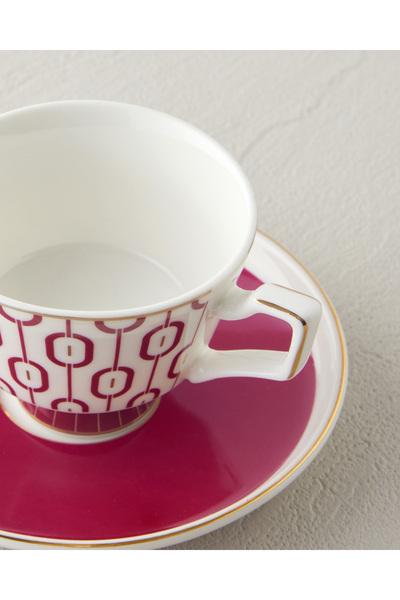 English Home Octavia New Bone China 4 Parça 2 Kişilik Kahve Fincan Takımı 90 ml Fuşya