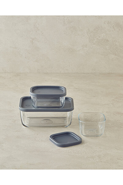 English Home 1170 ml Gray Fresh Safe Glass Storage Container