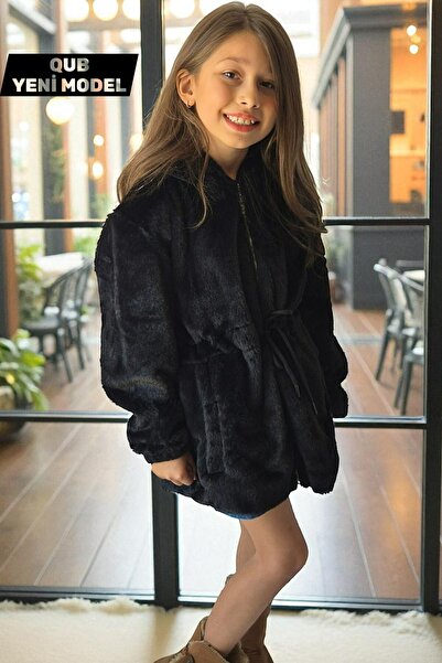 QUB CLUB Palton căptușit din pluș negru pentru fetiță, mărimea 1, puteți cump...