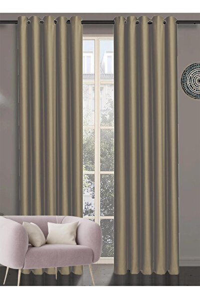 GOCCIA HOME Halkalı Blackout Karartma Tek Kanat Fon Perde Sütlü Kahve