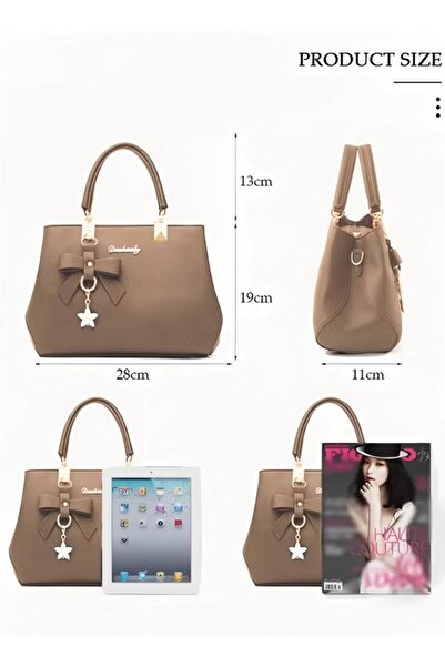 DOMEET Women's Fashion Handbag Faux Leather Crossbody Bag For Women Large Capacity Bow Trim Tote Bags Top